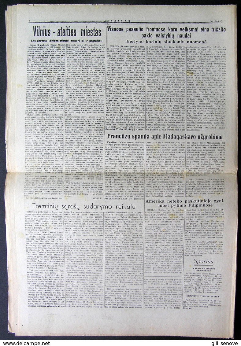 Lithuanian Newspaper/ Į Laisvę No. 106 1942.05.07 - Informations Générales