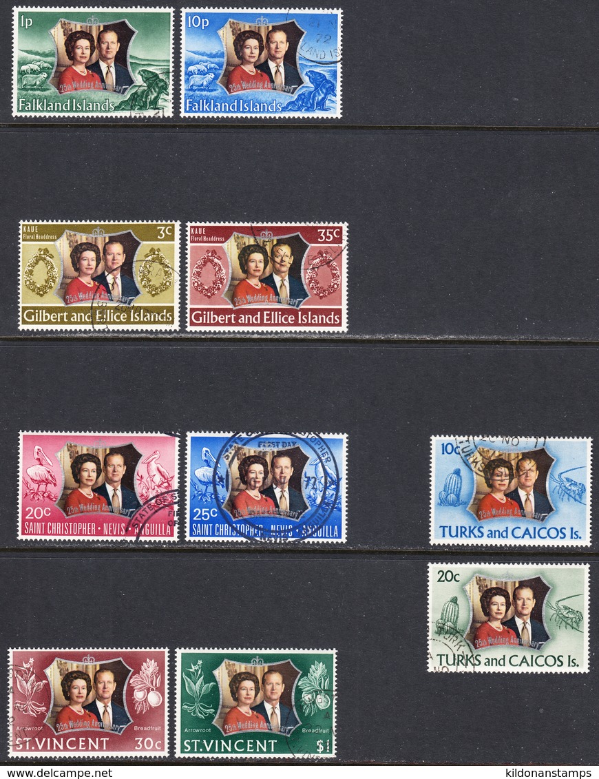 G.B. 1972 25th Silver Wedding Omnibus, Cancelled, 13 Assorted Sets, Sc# ,SG ,Yt - Other & Unclassified