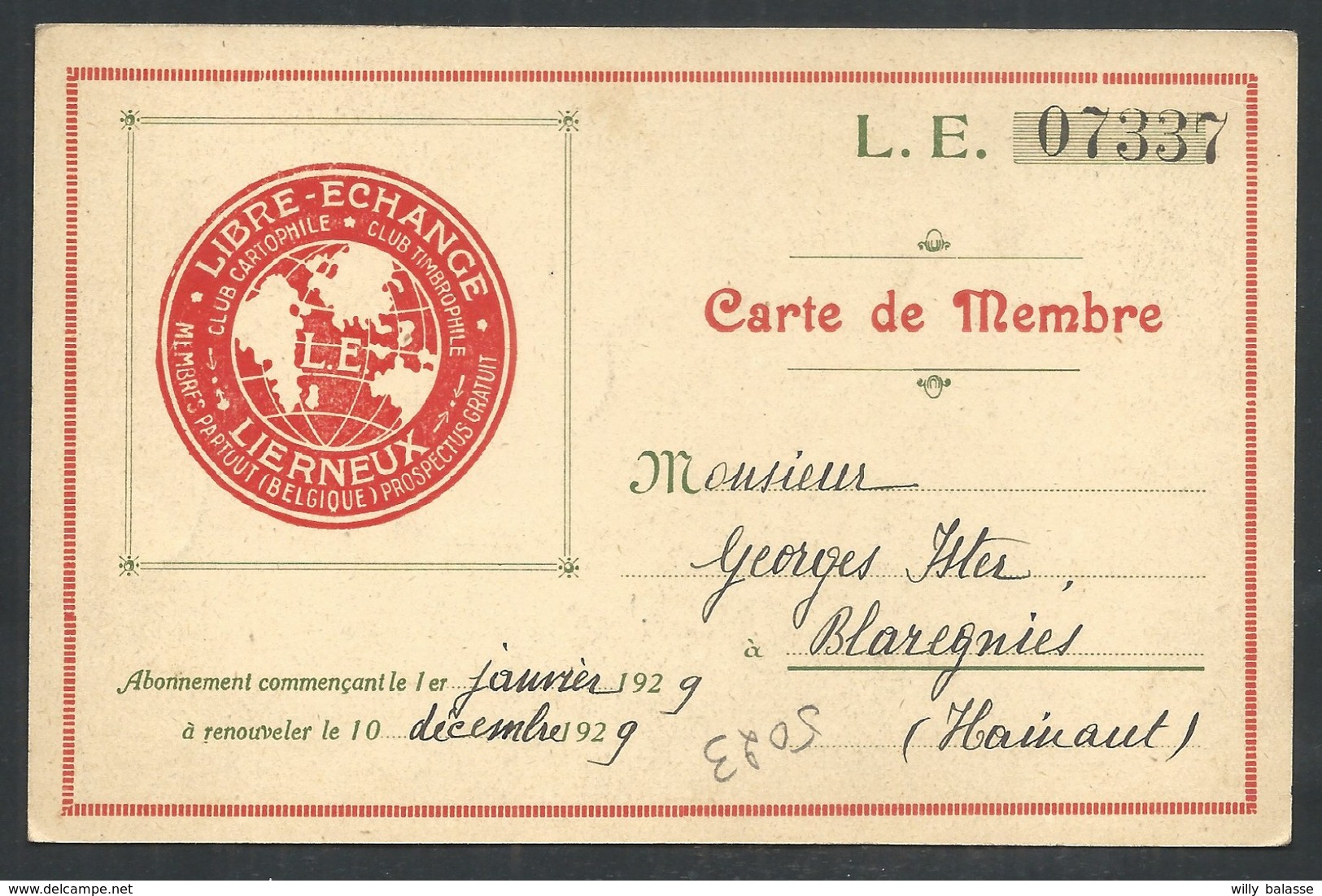 +++ CPA - LIERNEUX - La Lienne - Nels - Carte De Membre Club Cartophile Libre-Echange   // - Lierneux