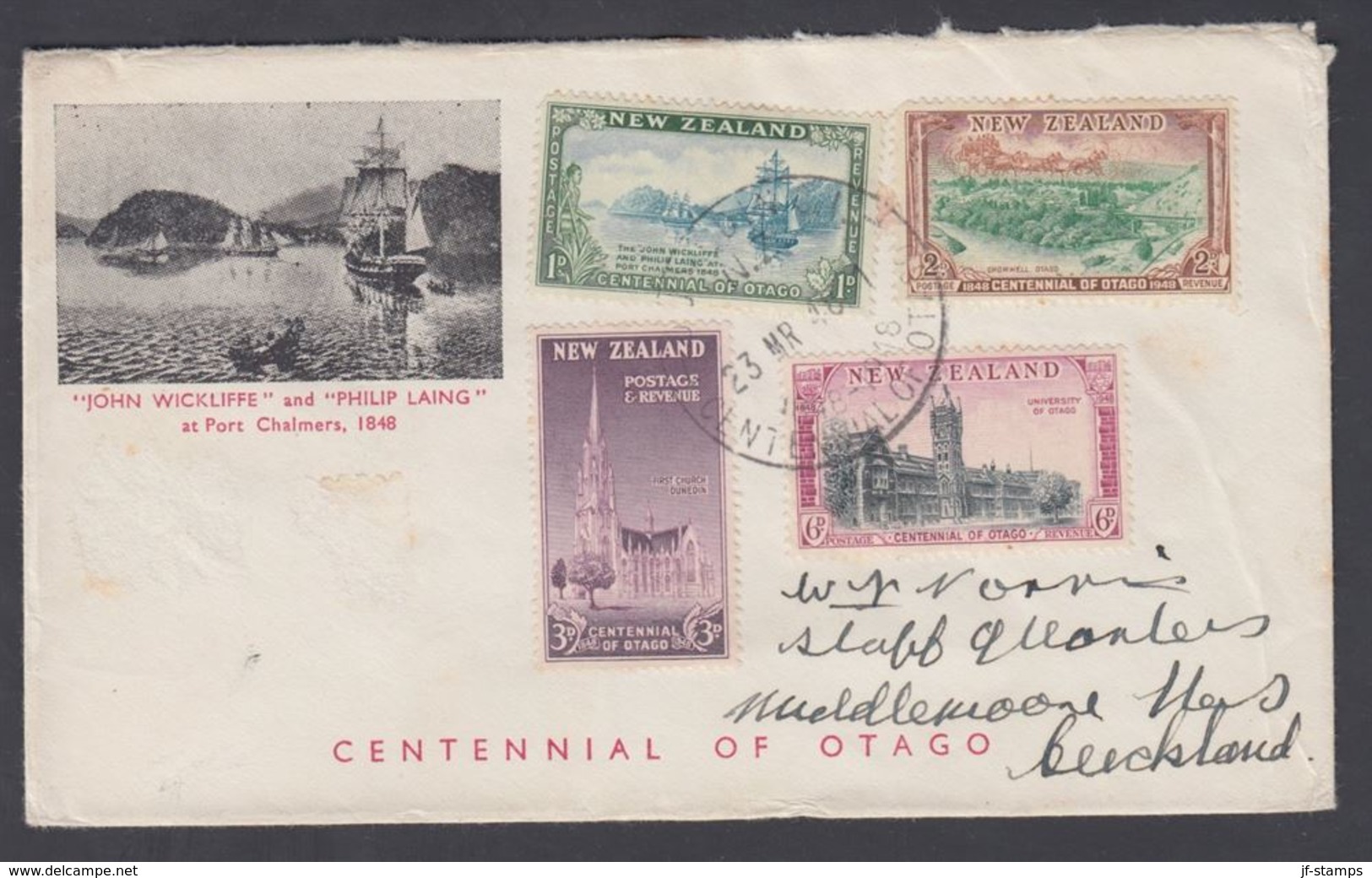 1948. New Zealand. Otago Complete Set On Cover To USA From OTAGO 23. MR. 48.  (MICHEL 301-304) - JF323630 - Brieven En Documenten