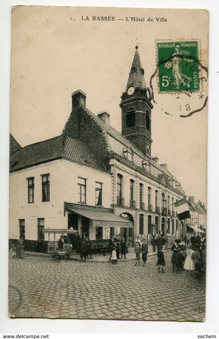 59 LA BASSEE Marchand De Glaces Ambulant Commerce à L'Octroi Hotel De Ville Anim 1912 Timbrée   D09 2020 - Autres & Non Classés