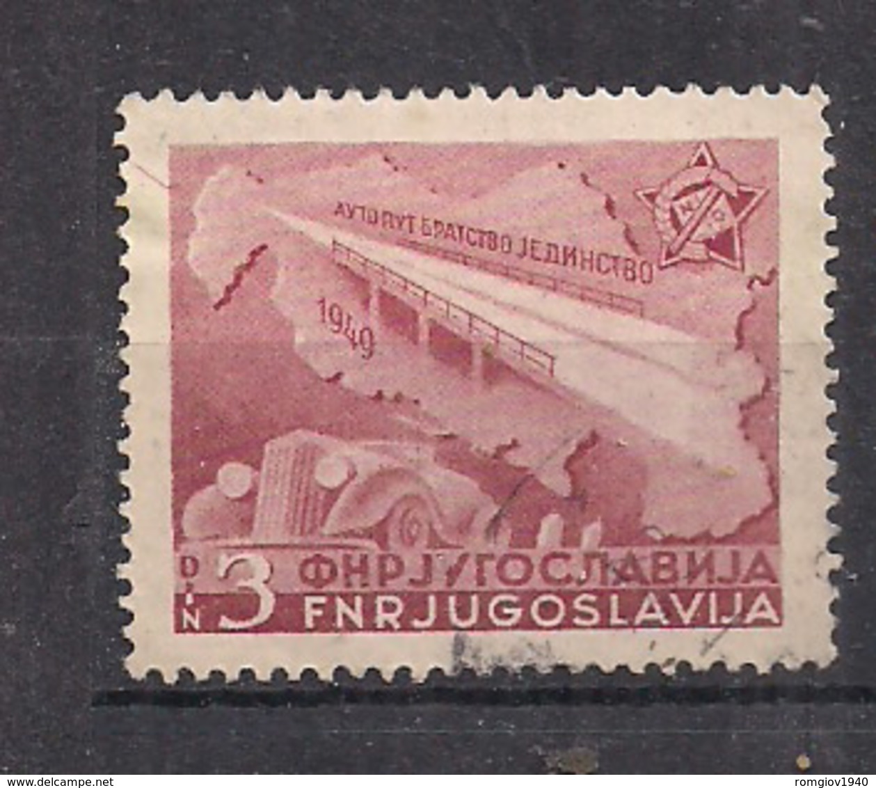 JUGOSLAVIA 1949 INAUGURAZIONE DELL'AUTOSTRADA BELGRADO-ZAGABRIA YVERT.528 USATO VF - Oblitérés