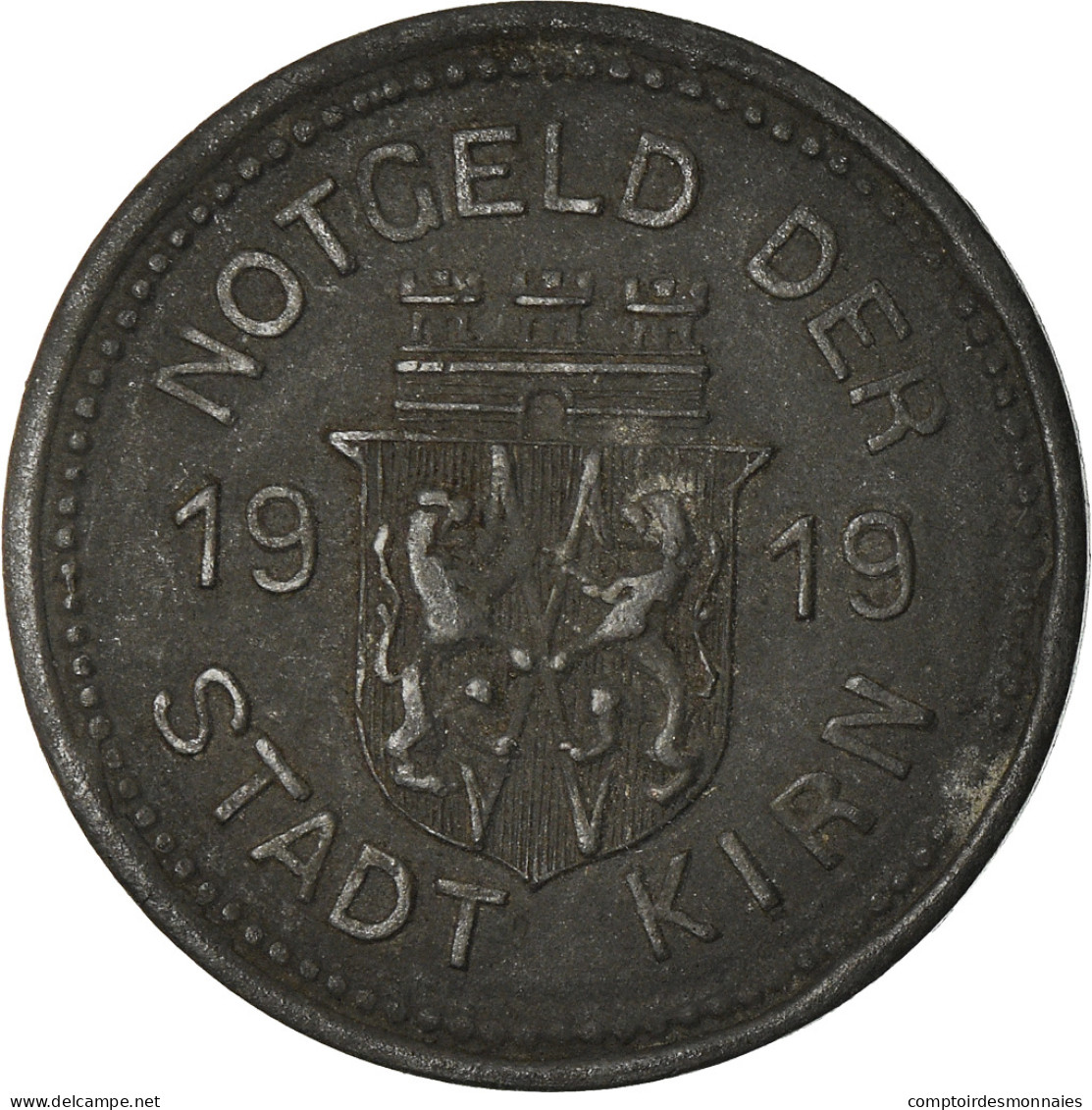 Monnaie, Allemagne, Kriegsgeldersatzmarke, Kirn, 10 Pfennig, 1919, TTB, Zinc - Monétaires/De Nécessité