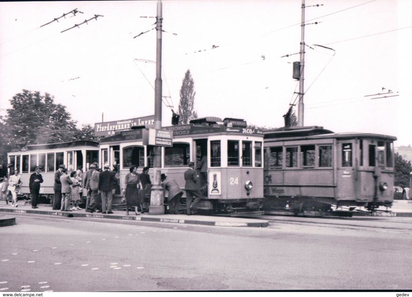 Schweizer Eisenbahn, Verkehrsbetriebe Luzern, Tramway Bahnhof, Photo 1948 BVA VBL 198.5 - Strassenbahnen