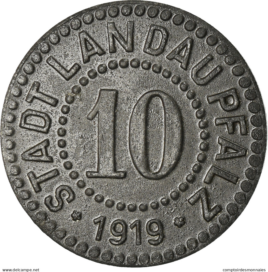 Monnaie, Allemagne, Kleingeldersatzmarke, Landau, 10 Pfennig, 1919, SUP, Zinc - Monétaires/De Nécessité