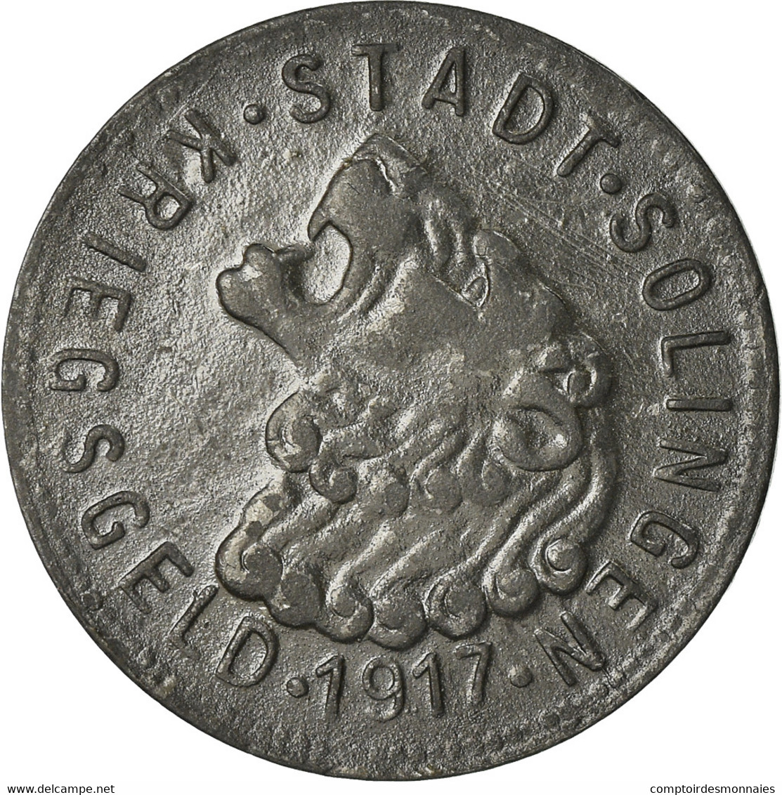 Monnaie, Allemagne, Kriegsgeld, Solingen, 50 Pfennig, 1917, TTB, Zinc - Noodgeld