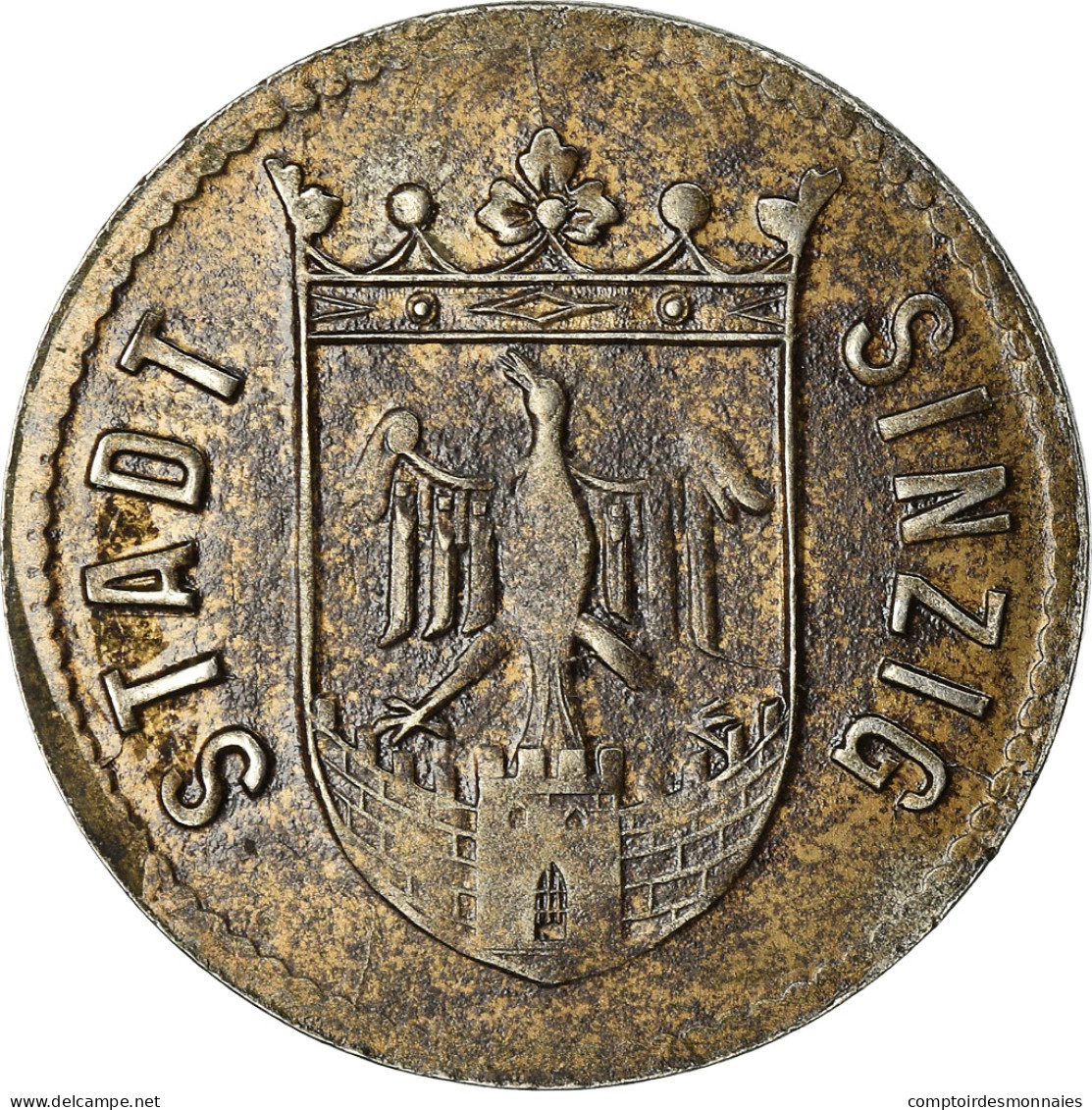 Monnaie, Allemagne, Notstandsgeld, Sinzig, 10 Pfennig, 1919, TTB+, Iron - Notgeld