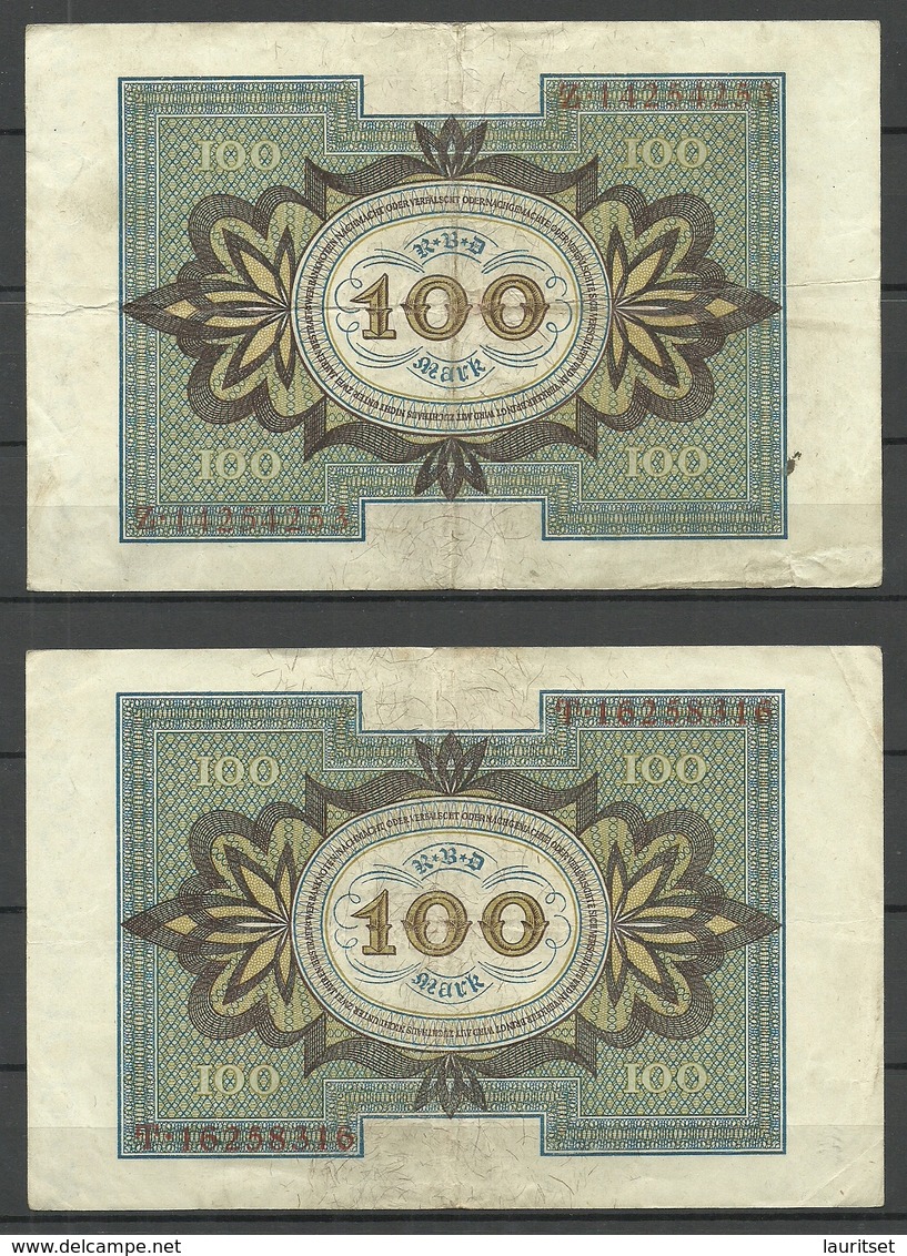 Germany Deutschland 1920 = 100 Mark Bank Notes Series Z & T - 100 Mark