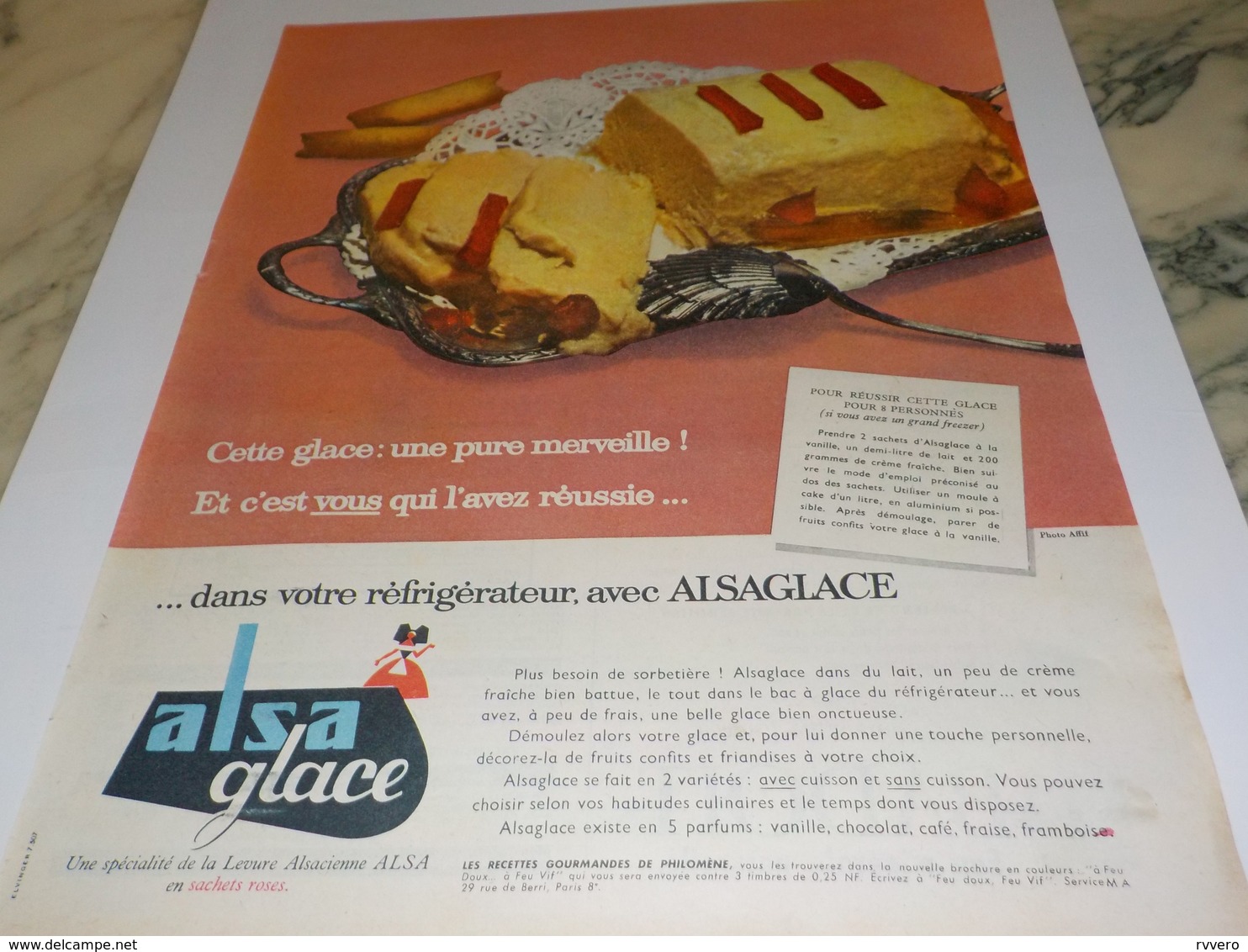 ANCIENNE PUBLICITE LES GLACES ALSA 1960 - Other & Unclassified