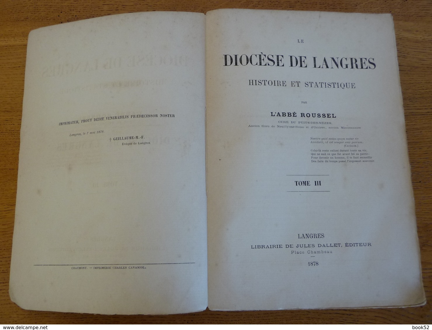 Le DIOCESE De LANGRES Par L'Abbé Roussel (Tome III - 1878) - Champagne - Ardenne