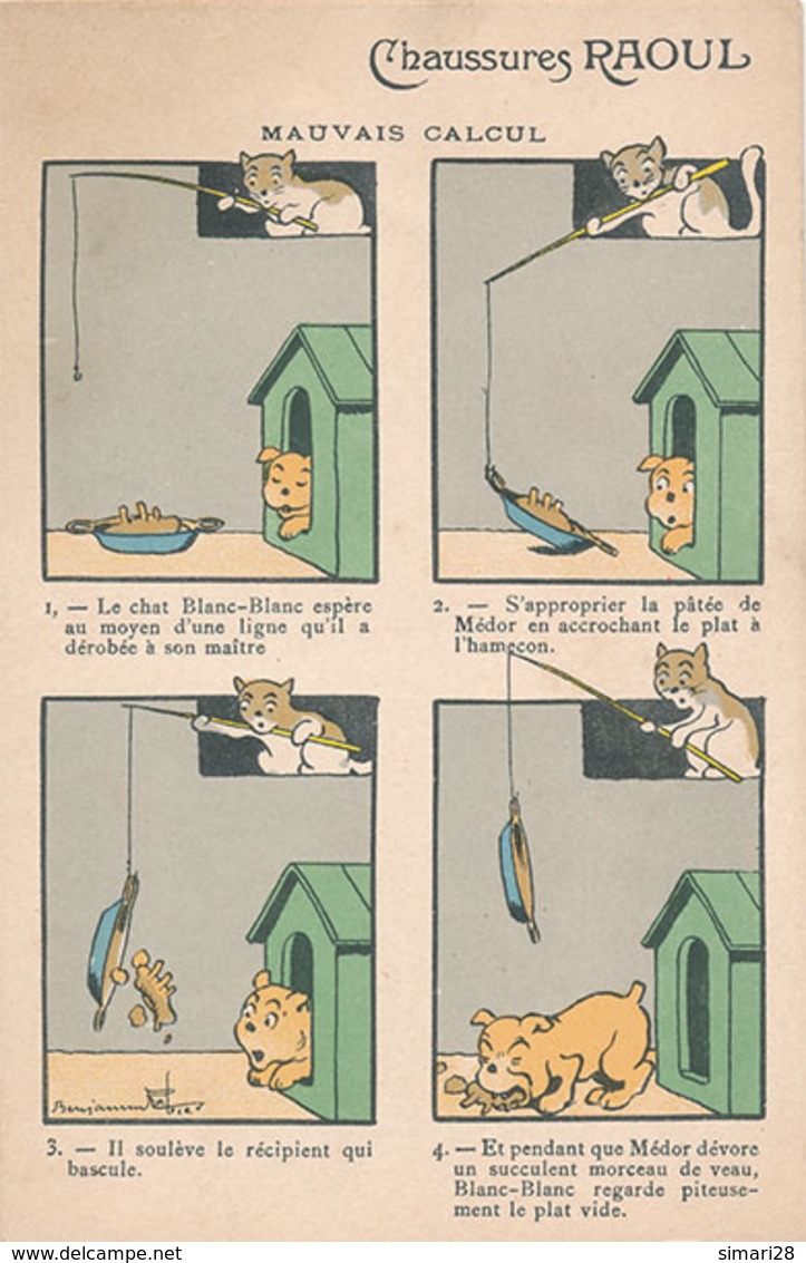 BENJAMIN RABIER - PUBLICITE CHAUSSURES RAOUL - MAUVAIS CALCUL (CHIEN ET CHAT) - Rabier, B.