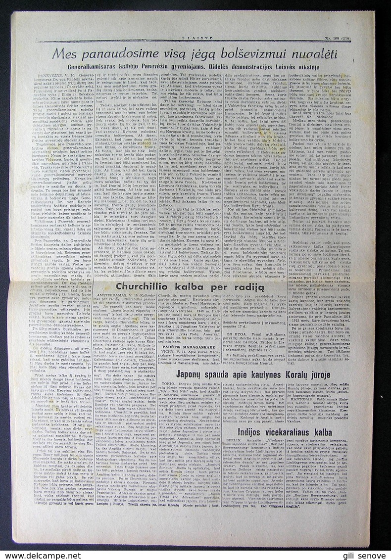 Lithuanian Newspaper/ Į Laisvę No. 109 1942.05.11 - Informations Générales