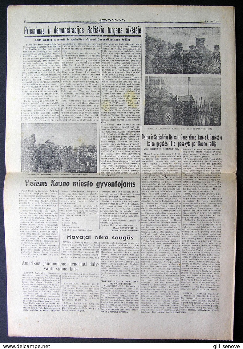 Lithuanian Newspaper/ Į Laisvę No. 111 1942.05.13 - Algemene Informatie
