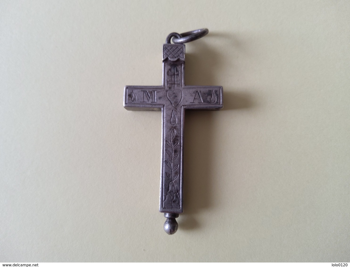 Croix Reliquaire Ouvrante Argent Poinçons Crabe - Religion & Esotericism