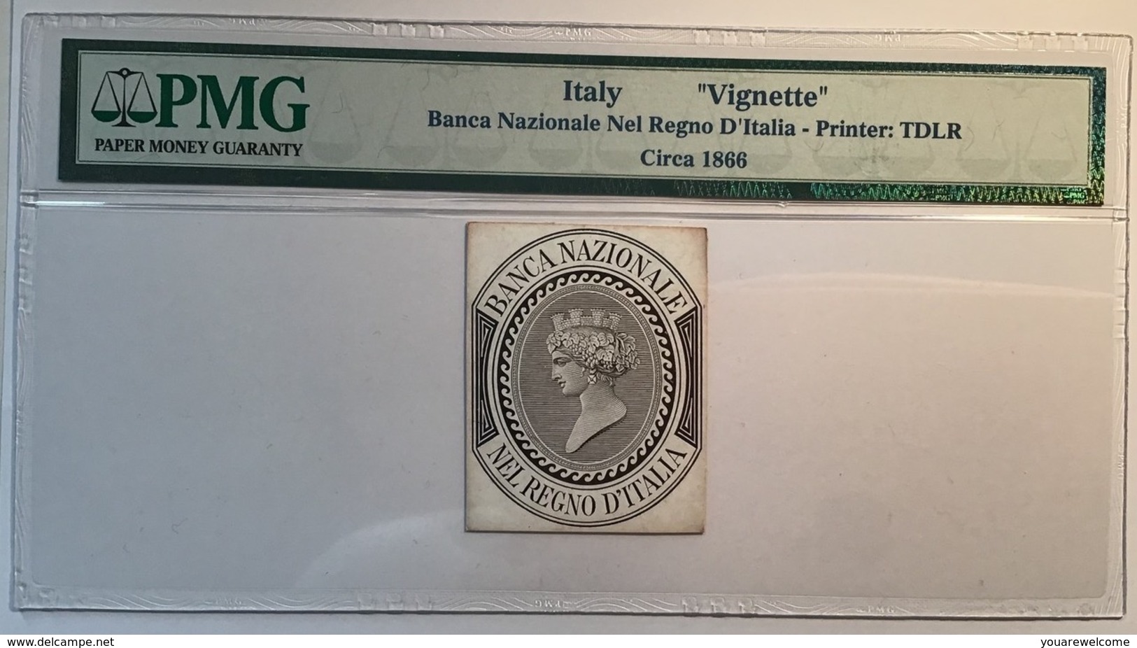 Banca Nazionale Nel Regno D‘ Italia 1866 RARE Thomas De La Rue Vignette Die Proof(Italy PMG Banknote Saggio Prove - Altri & Non Classificati
