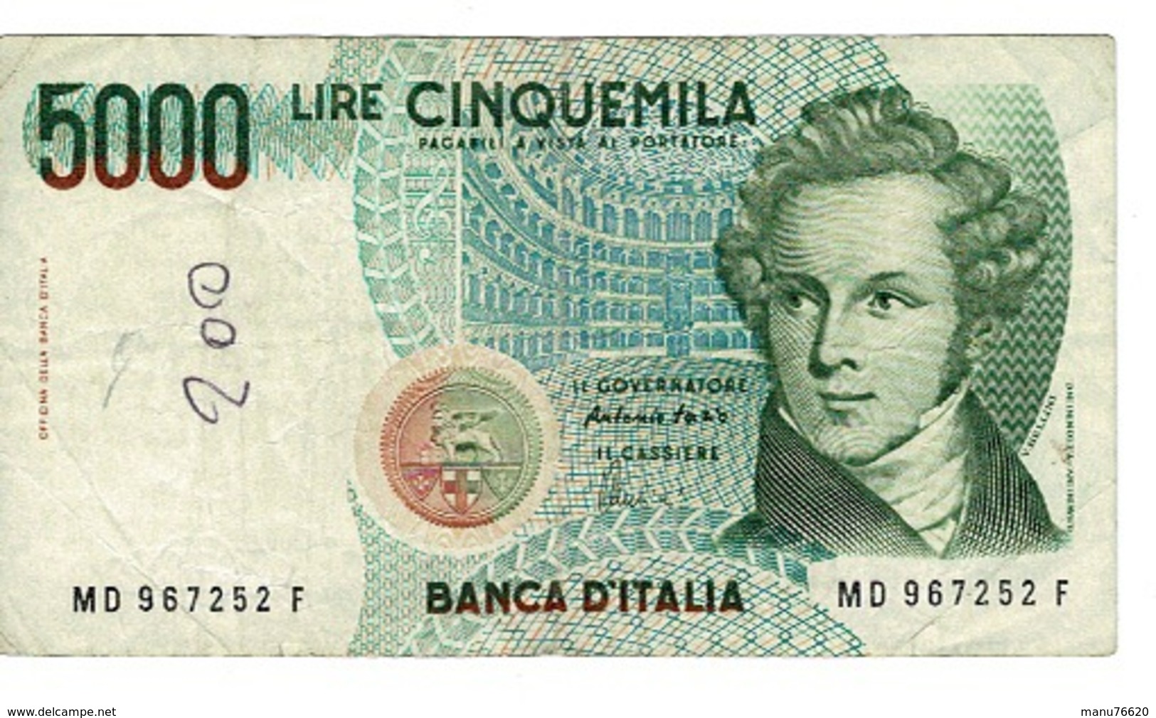 Billet Italie - BANCA D'ITALIA  5000 Lire Cinquemila - 4 Gennaio 1985 - 5000 Lire