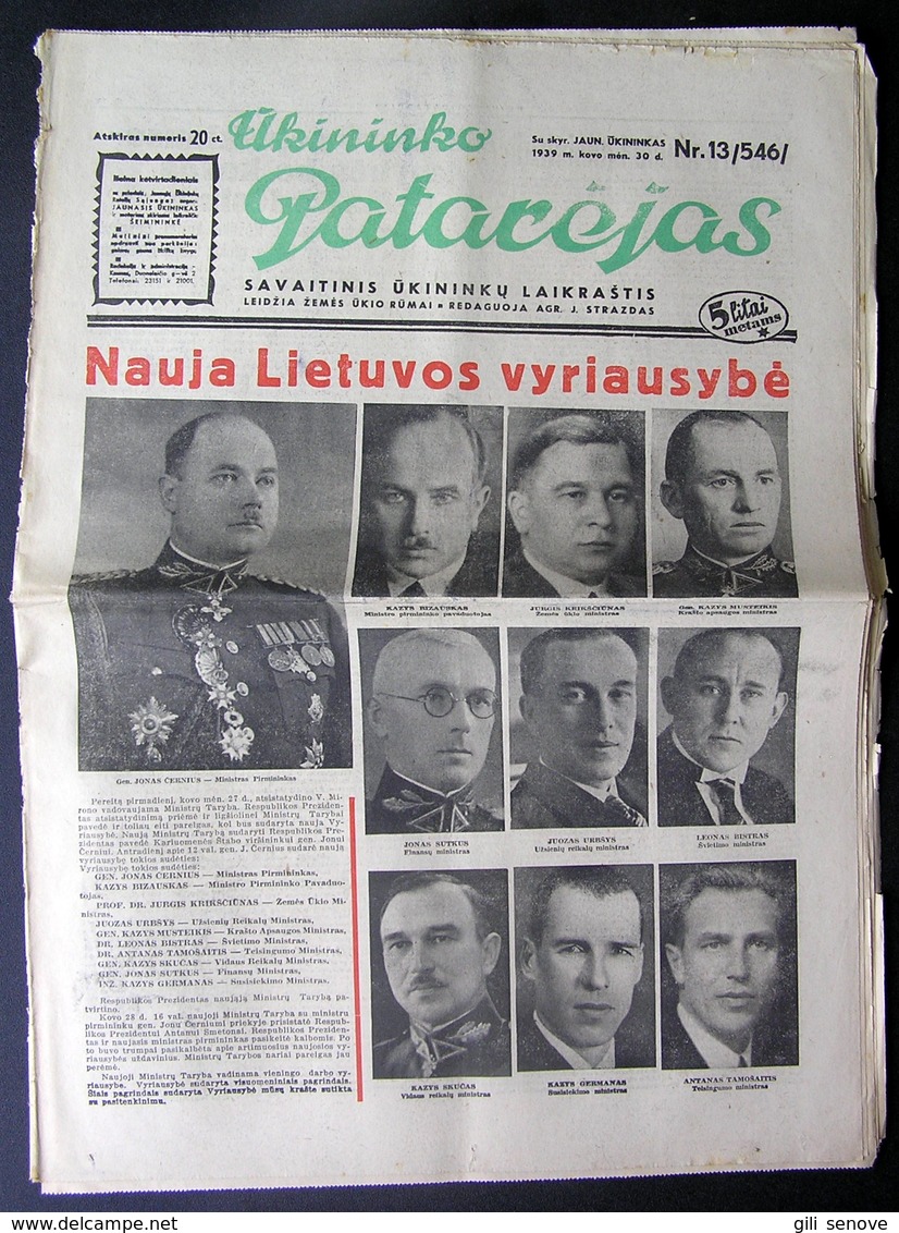 Lithuanian Newspaper/ Ūkininko Patarėjas No. 13 (546) 1939.03.30 - General Issues