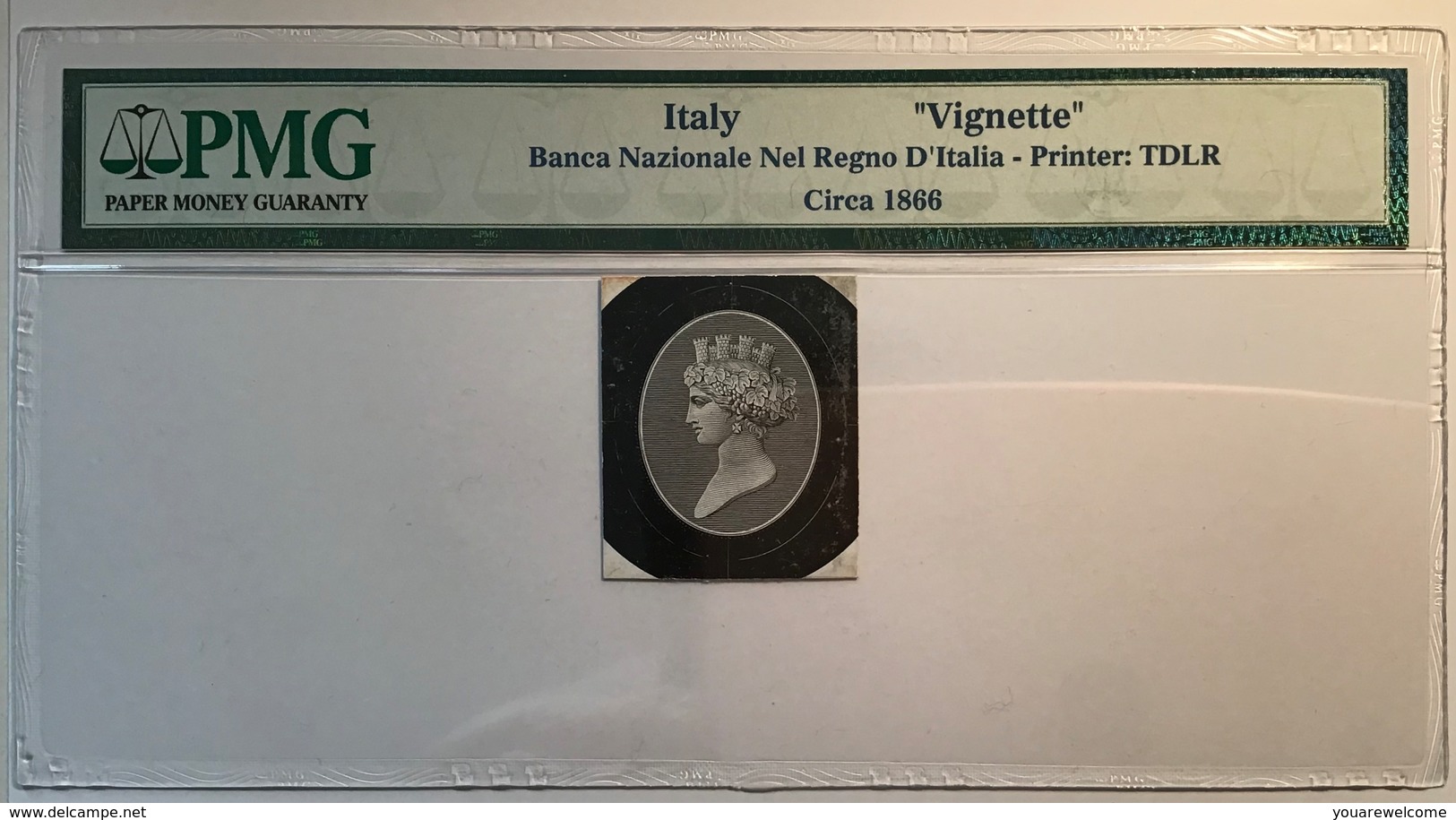 Banca Nazionale Nel Regno D‘ Italia 1866 RARE Thomas De La Rue Vignette Die Proof(Italy PMG Banknote Saggio Prove - Sonstige & Ohne Zuordnung