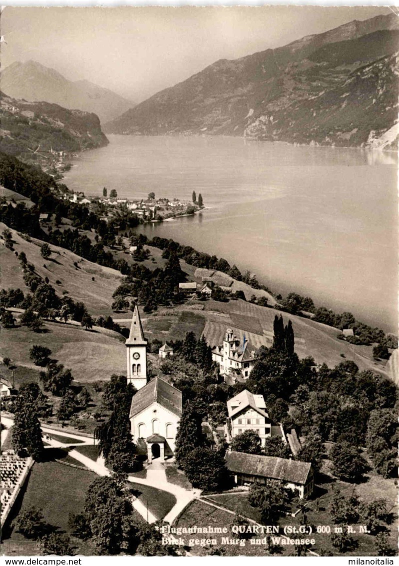 Flugaufnahme Quarten (St.G.) - Blick Gegen Murg Und Walensee (3291-1) * 3. 8. 1961 - Quarten