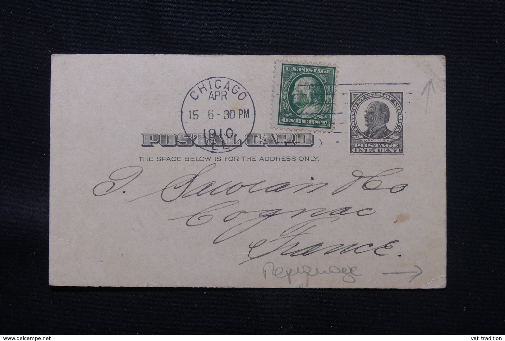 ETATS UNIS - Entier Postal Avec Repiquage Au Verso De Chicago Pour La France En 1910 - L 59828 - 1901-20