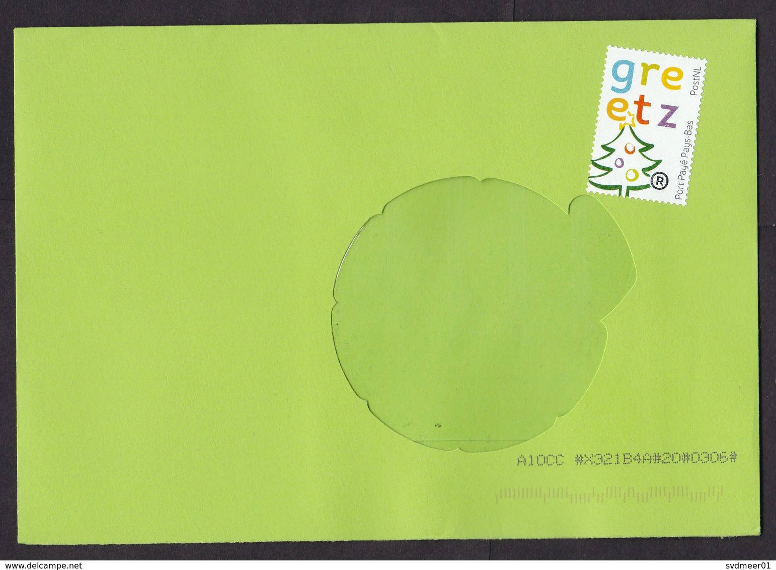 Netherlands: Cover, 1 Cinderella Stamp Postage Paid PostNL, Issued For Greetz Company, Christmas Tree (traces Of Use) - Cartas