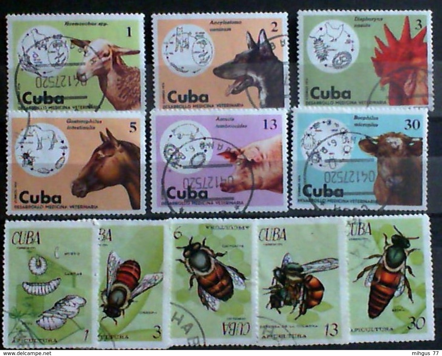 CUBA 1971-75 Veterinaria Medicina Useed Stamps - Lots & Serien