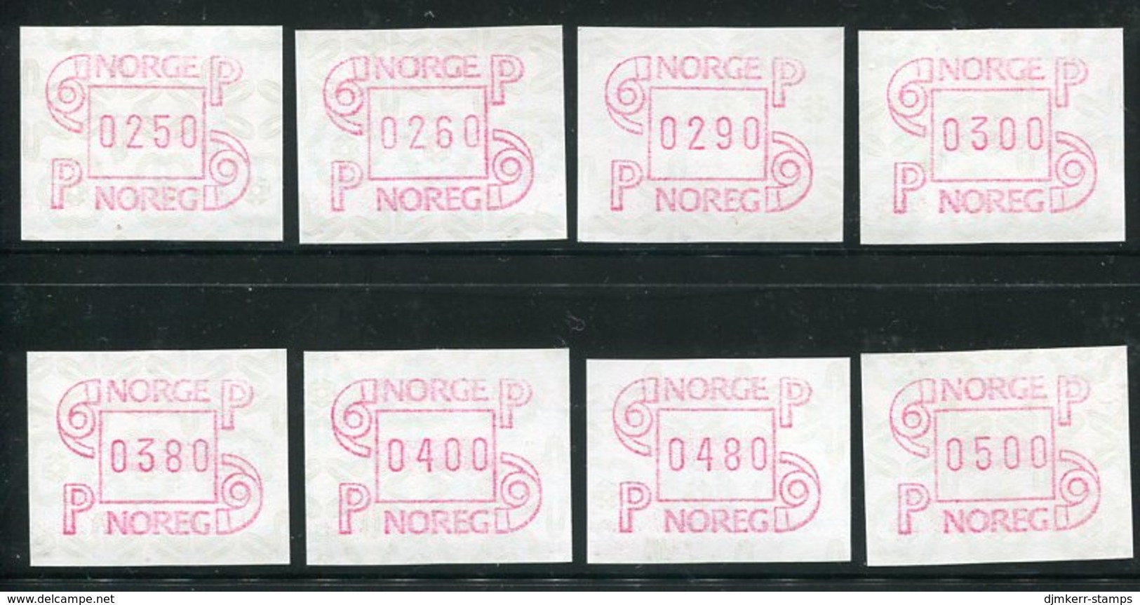 NORWAY 1986 Numeral In Frame., Eight Values  MNH / **.  Michel 3 - Viñetas De Franqueo [ATM]