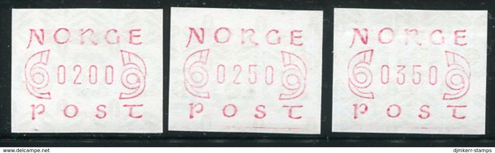 NORWAY 1980 Posthorns And Numeral Without Frame, Three Values  MNH / **.  Michel 2 - Automatenmarken [ATM]