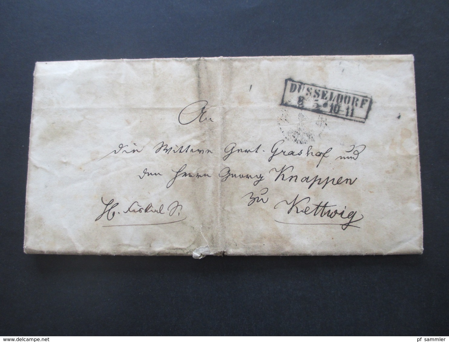 AD Preussen 1856 Stempel Ra2 Düsseldorf Nach Kettwig Faltbrief Mit Inhalt - Lettres & Documents