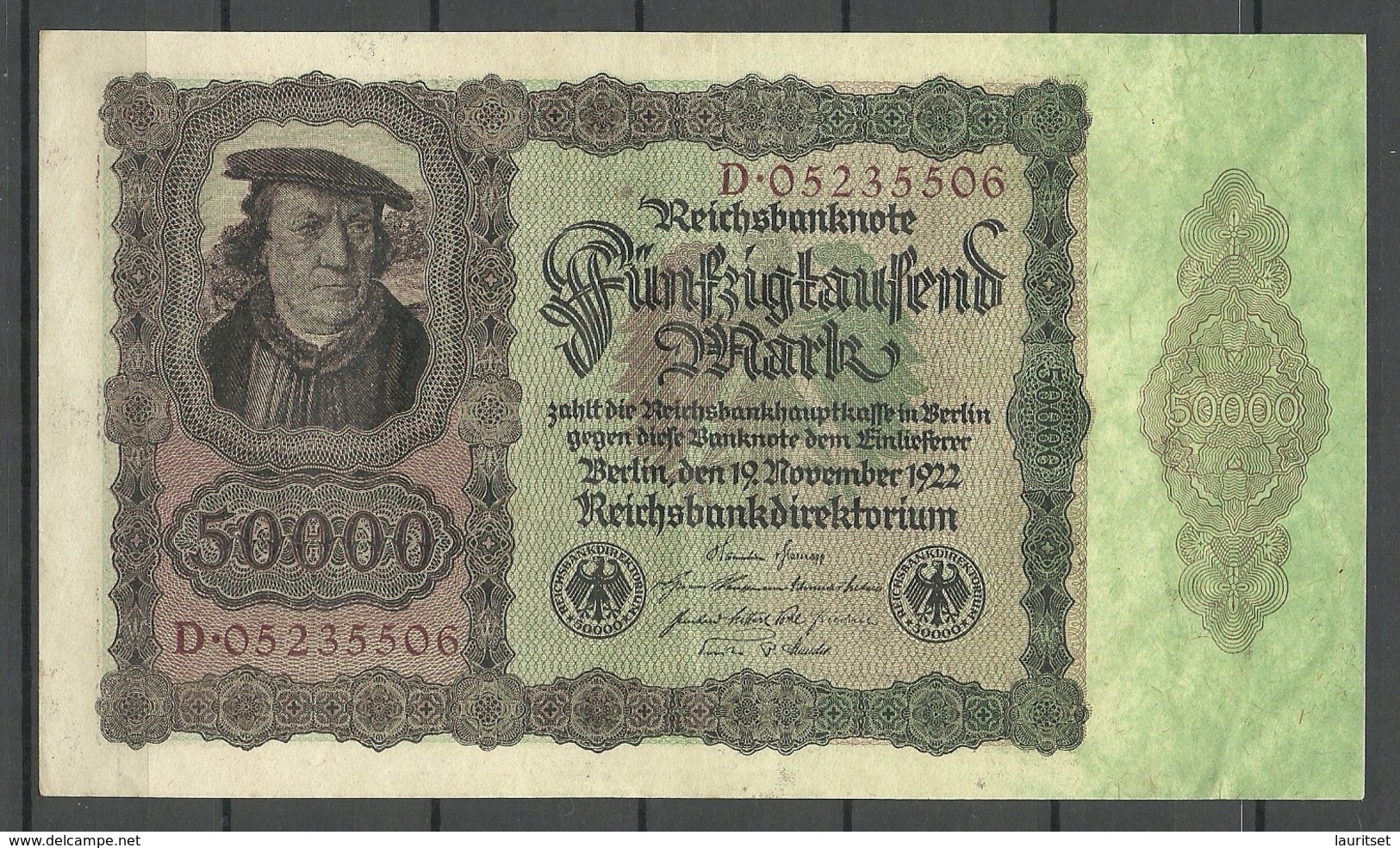 Germany Deutschland 1922 = 50 000 Mark Bank Note Serie D - 50000 Mark