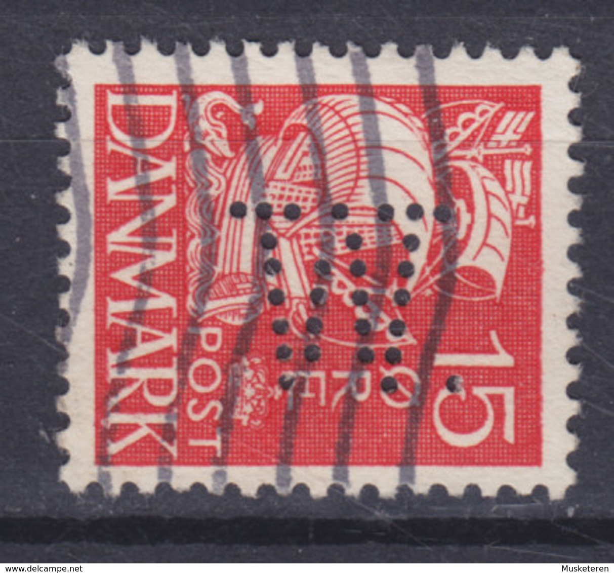 Denmark Perfin Perforé Lochung (W04) 'W.' Elkan Wulff, København Karavelle Chiff Ship (2 Scans) - Abarten Und Kuriositäten