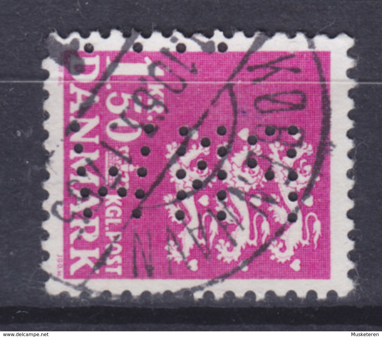 Denmark Perfin Perforé Lochung (P32) 'PNW' P. N. Westergaard, København Lion Arms Stamp (2 Scans) - Errors, Freaks & Oddities (EFO)