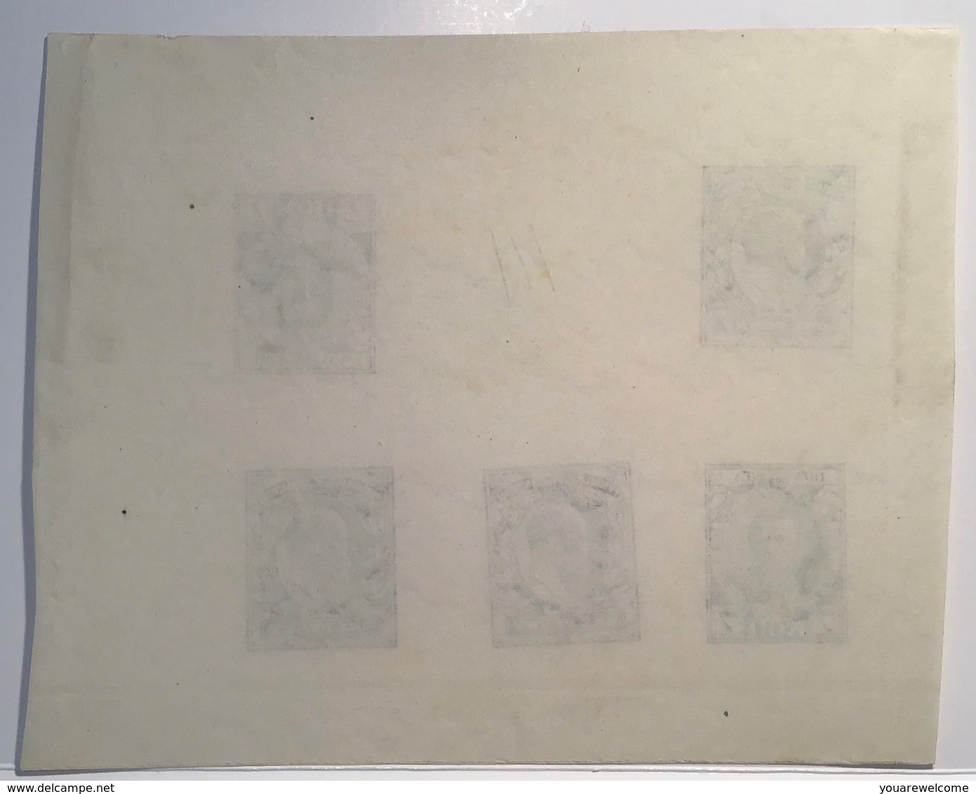 RPS CERT: GB 1902 KEVII 1d RARE ECKERLIN ESSAYS Watermarked + Russia 7kop (essai Great Britain Die Proof Sample - Neufs