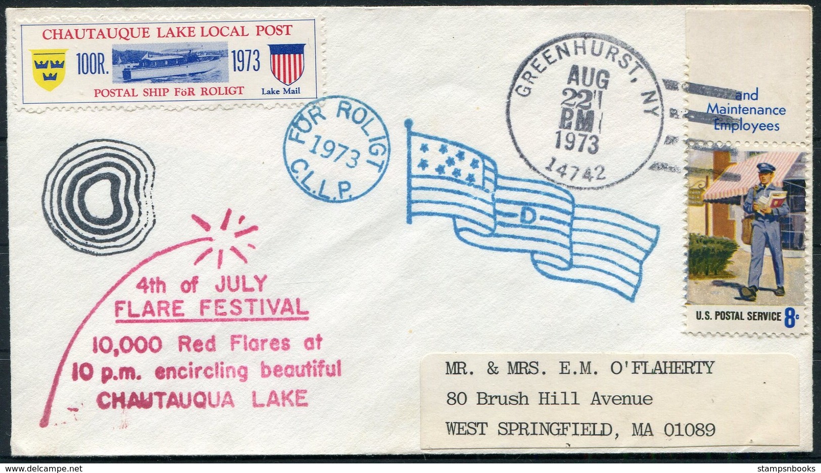 1973 USA Chautauque Lake Local Post Cover. Greenhurst N.Y. - Postes Locales