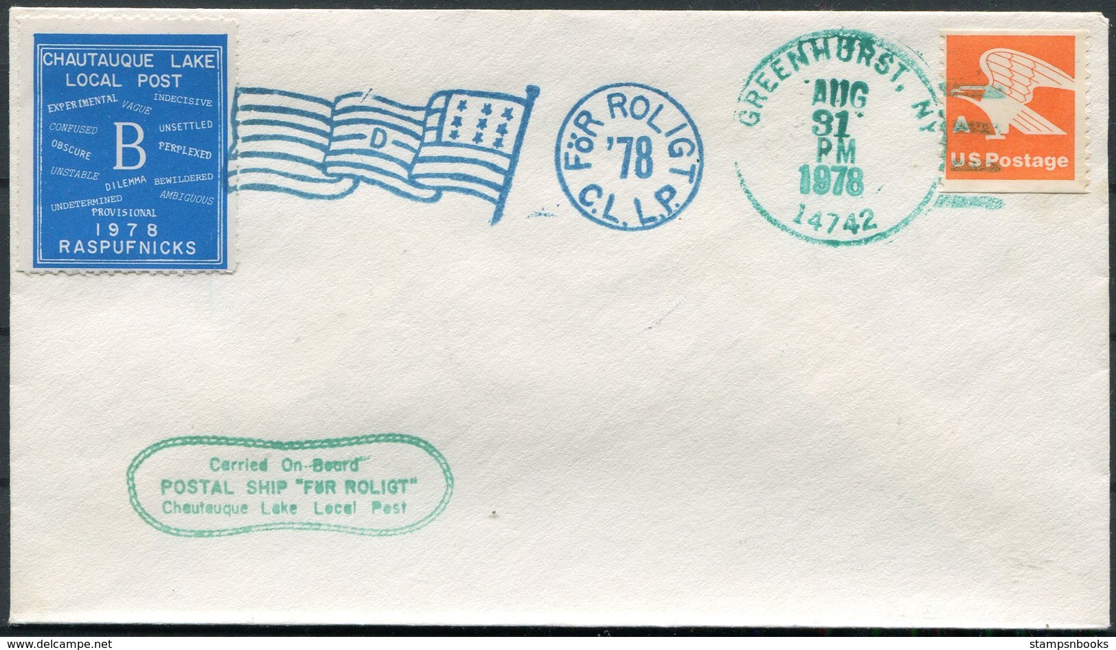 1978 USA Chautauque Lake Local Post Cover. Greenhurst N.Y. - Sellos Locales