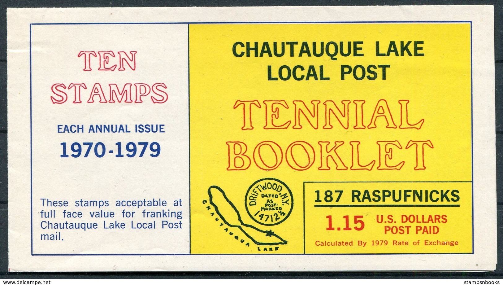 1979 USA Chautauque Lake Local Post, Complete Tennial Booklet. Greenhurst, New York - Lokalausgaben