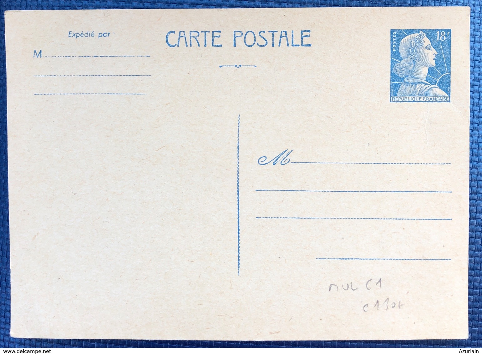 Carte Postale Neuve Type MULLER Bleu 18 Fr - Precursor Cards