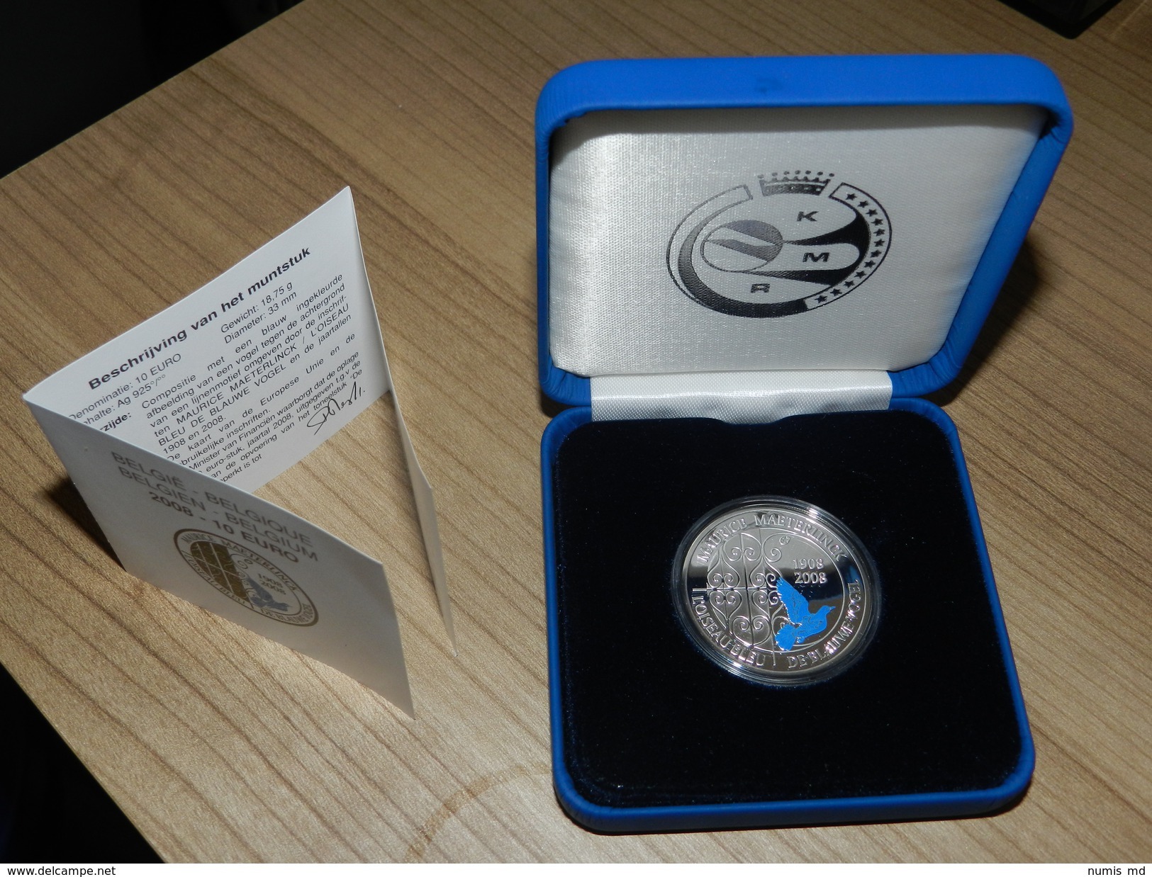 BE35 BELGIQUE 10 EURO 2008 "Maurice Maeterlinck - L'oiseau Bleu"  *QP* Quality Proof  - ARGENT - SILBER - SILVER - Belgio