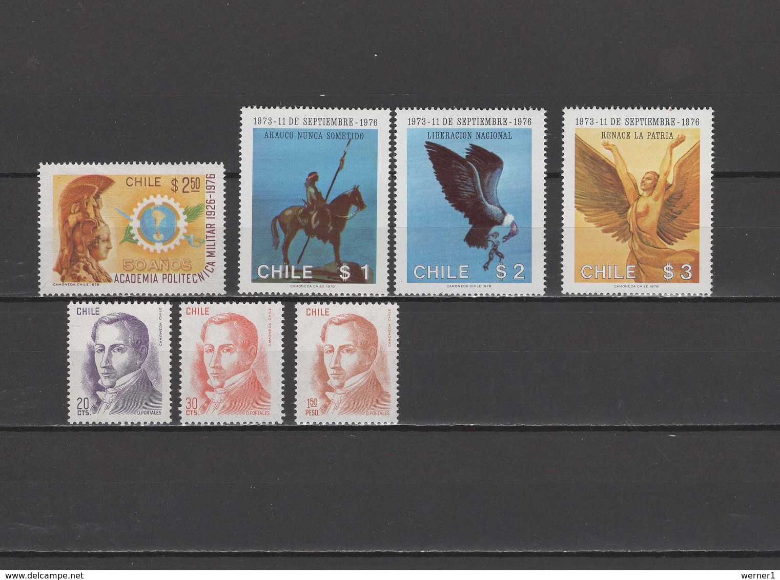 Chile 1976 Michel 858-864 Polytechnic Military Academy, Military Governement, Diego Portales 7 Stamps MNH - Chili