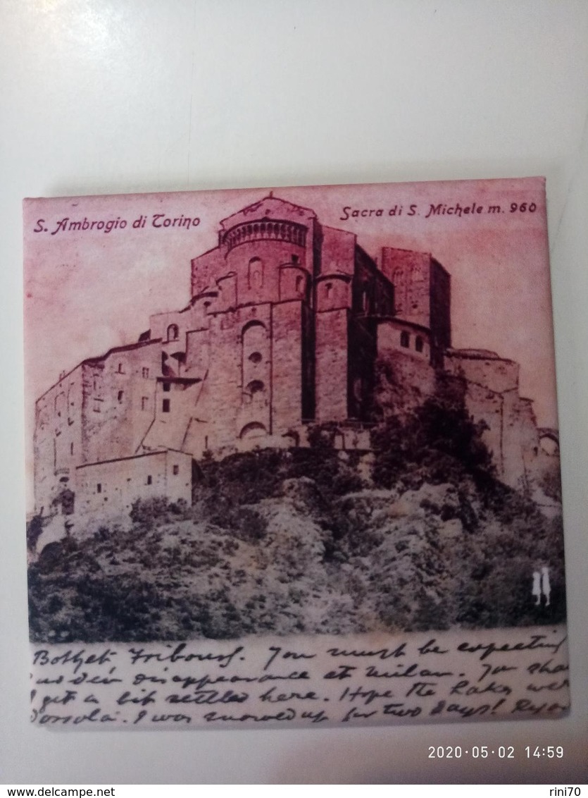 1 Calamita SACRA SAN MICHELE Italia 1902 Aimant Imanes Soft Touch Velluto Opaco 65x65 Carta Foto Handmade - Tourisme