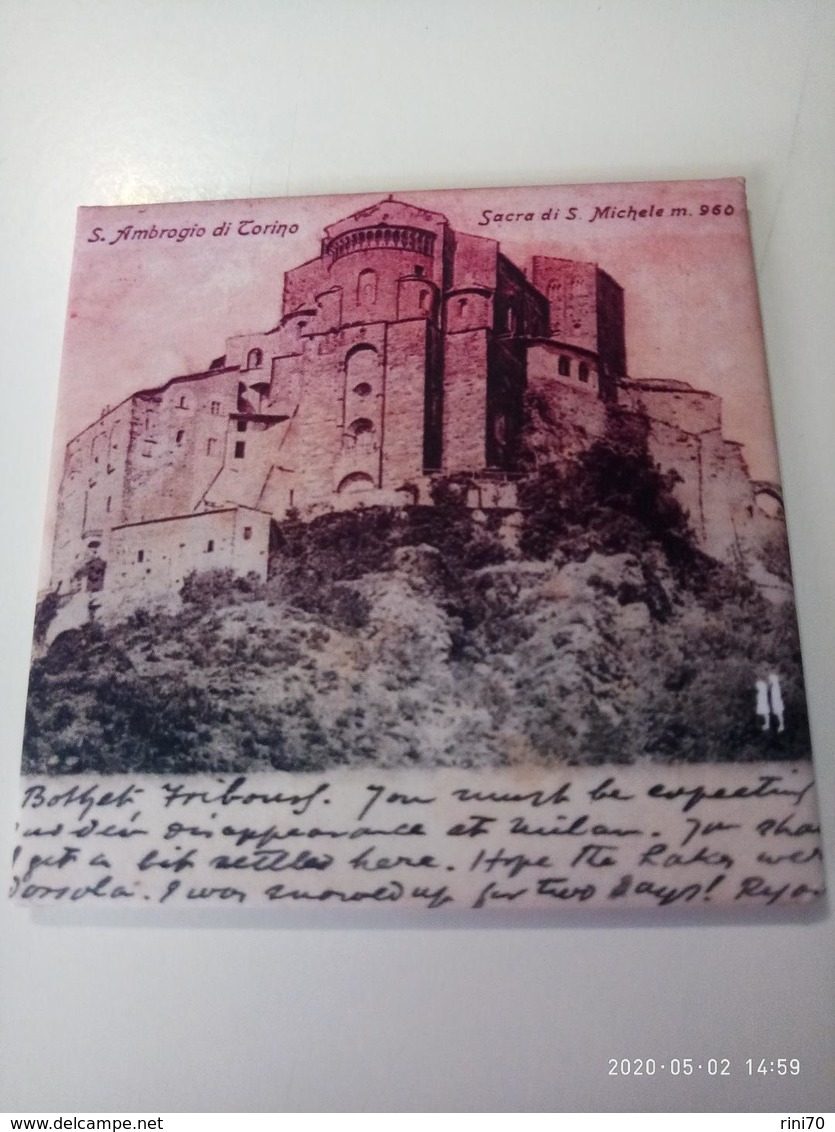 1 Calamita SACRA SAN MICHELE Italia 1902 Aimant Imanes Soft Touch Velluto Opaco 65x65 Carta Foto Handmade - Tourisme