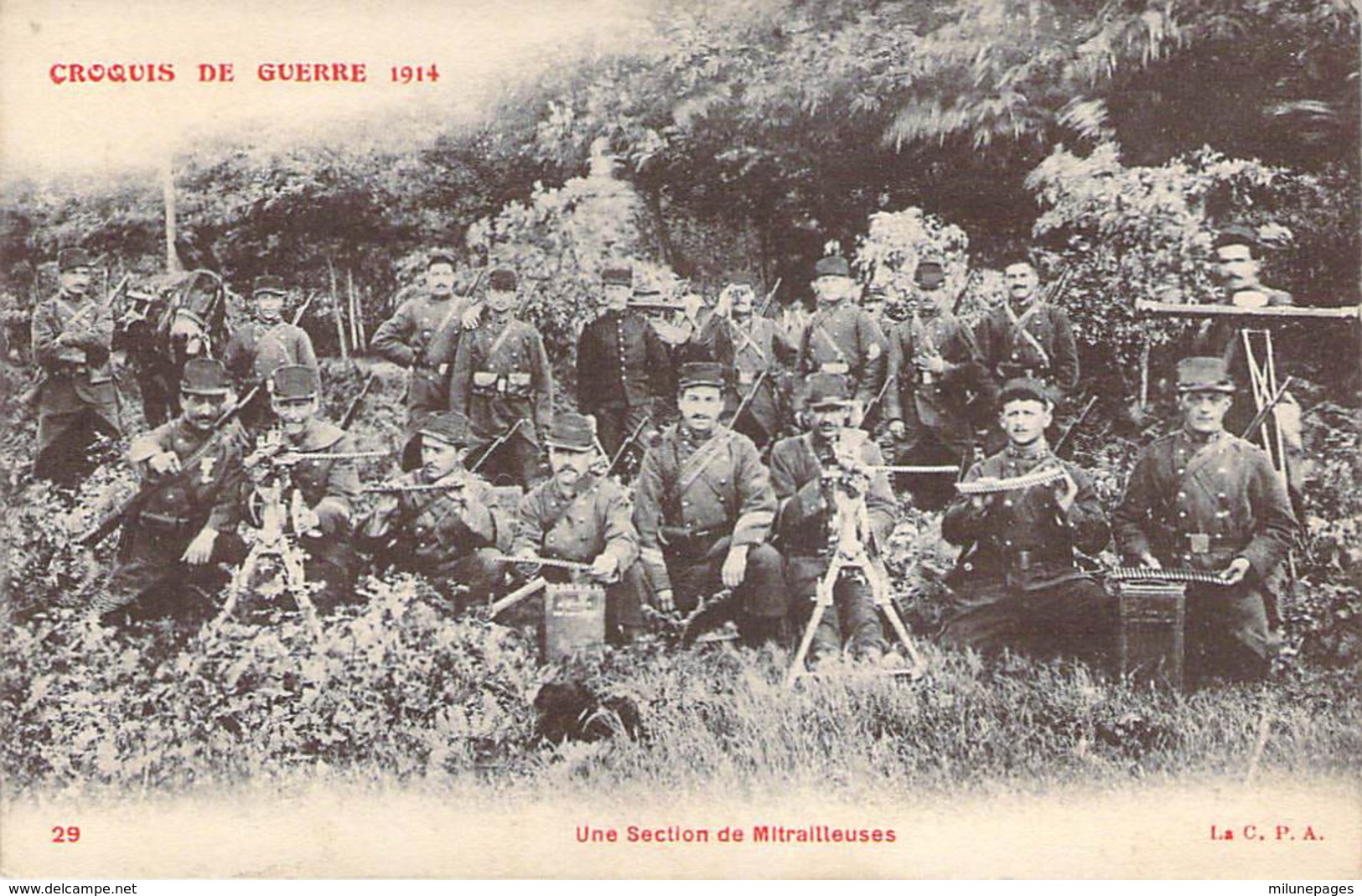 Guerre 1914 WWI Une Section De Mitrailleuses En Manoeuvre - Materiale