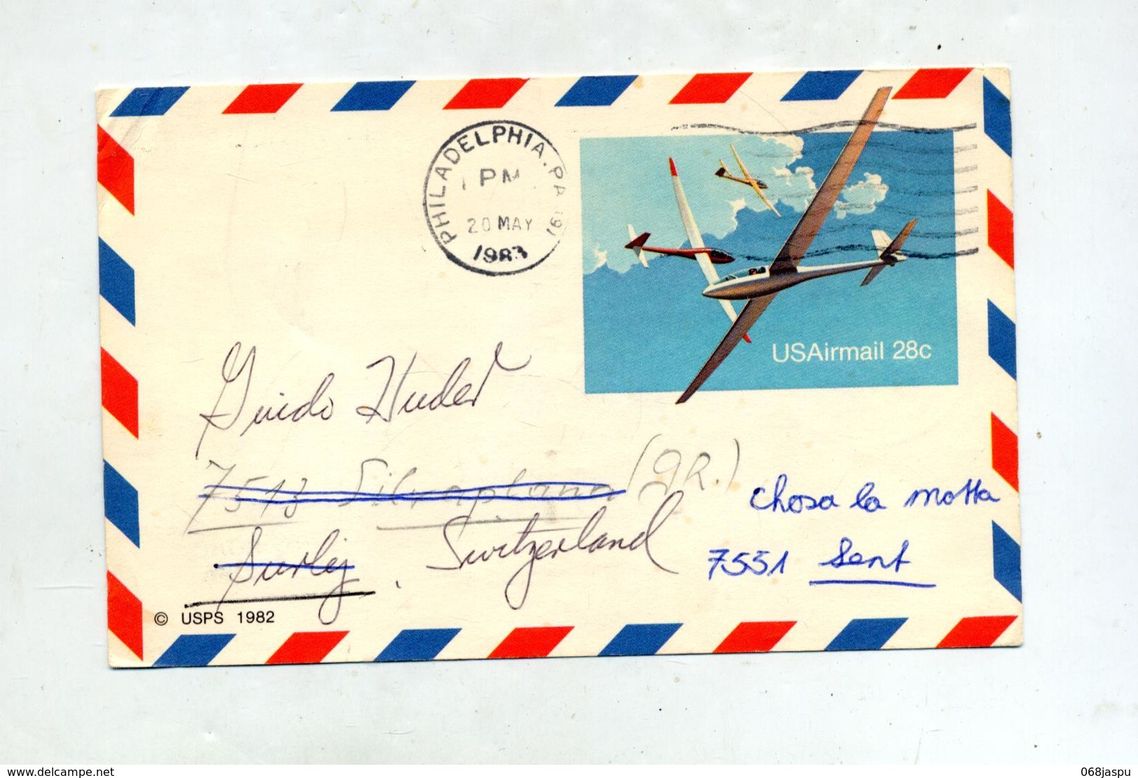 Carte Postale 28 C Planeur Flamme Muette Philadelphie - 1981-00