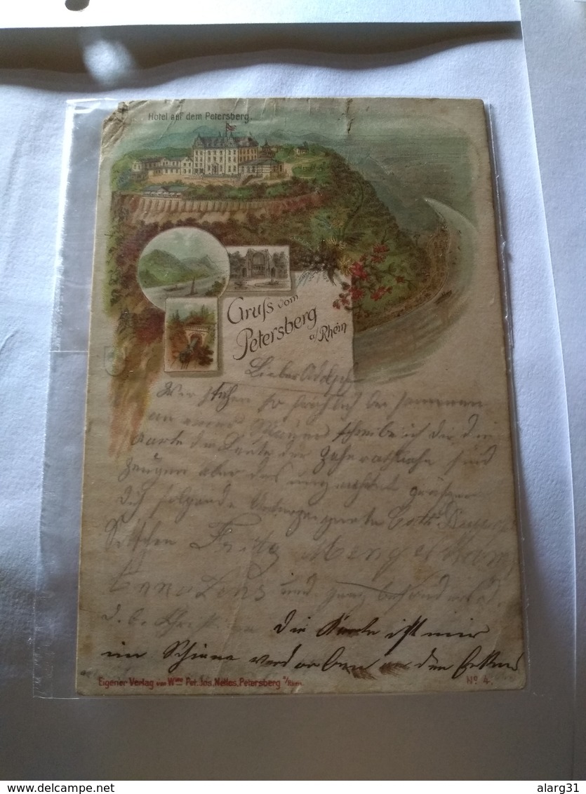 Germany.rarest 1898 Grúss Aus Postally Used Petersberg A/rhein Hotel Posted Endenich 1895 Defect In Corner AND Border - Petersberg