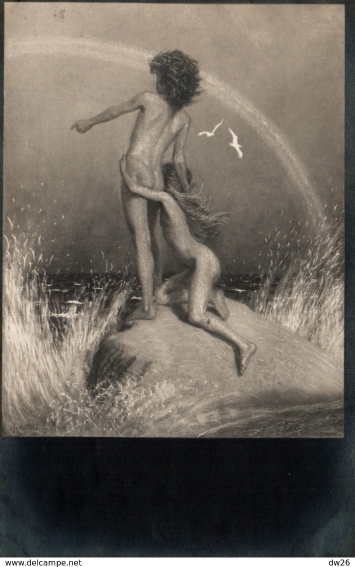 Illustration Fidus: Auf Der Klippe 1891 (couple D'enfants Nus Sur La Falaise) - Carte Non Circulée - Fidus