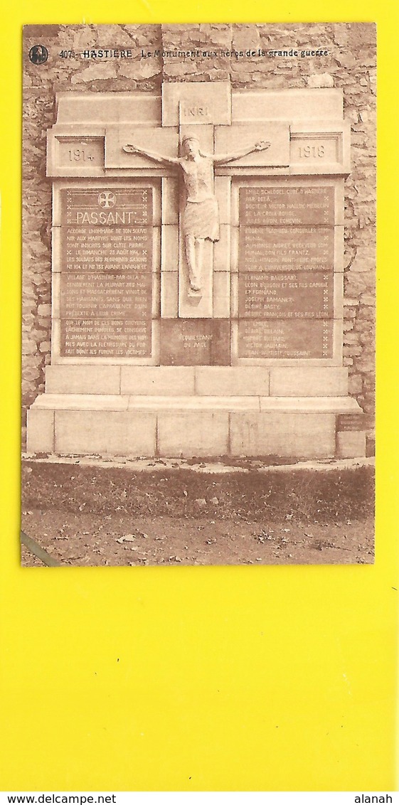 HASTIERE Le Monument Aux Morts WW1 Belgique - Hastière