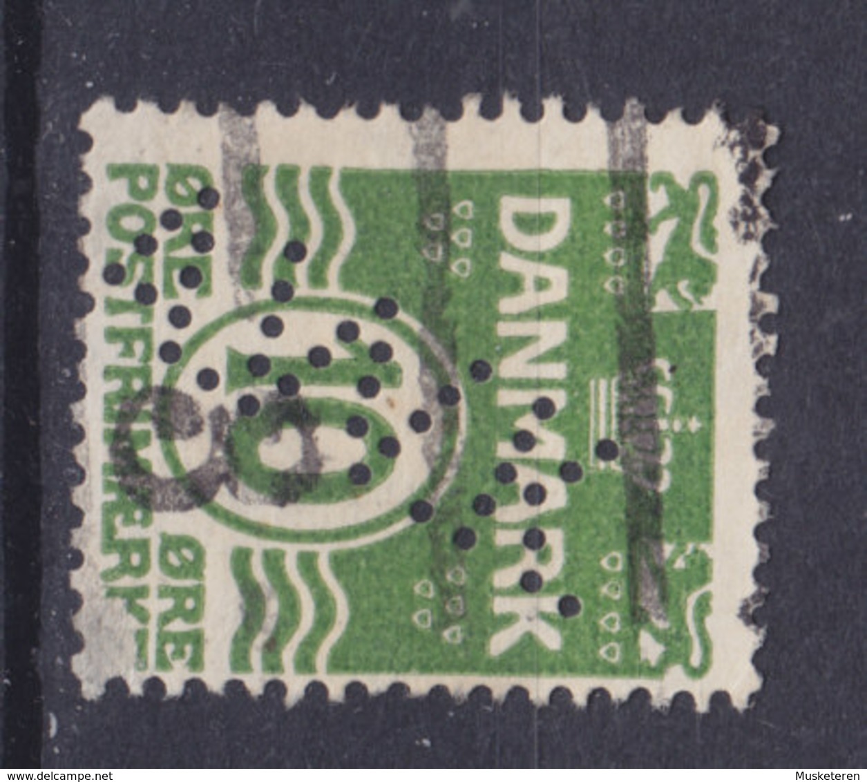 Denmark Perfin Perforé Lochung (A73) 'A.W.K.' A. W. Kirkebye A/S, København 10 Øre Wellenlinien Stamp (2 Scans) - Abarten Und Kuriositäten