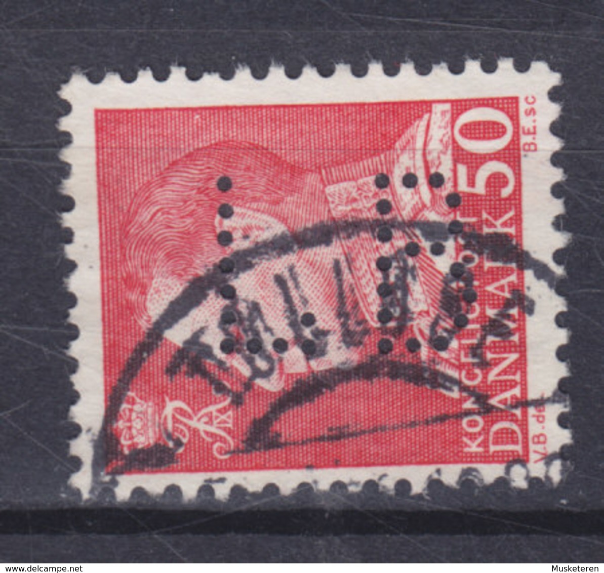 Denmark Perfin Perforé Lochung (L06) 'LB' Landmandsbanken, Tønder Tondern TØLLØSE Töllöse Cancel !! (2 Scans) - Variétés Et Curiosités