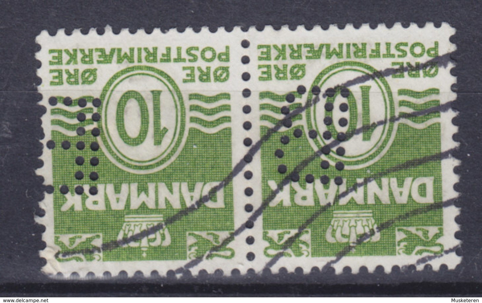 Denmark Perfin Perforé Lochung (L17) 'LB?' Landmandsbanken, København W. ERROR Variety In Pair ?? (2 Scans) - Variedades Y Curiosidades