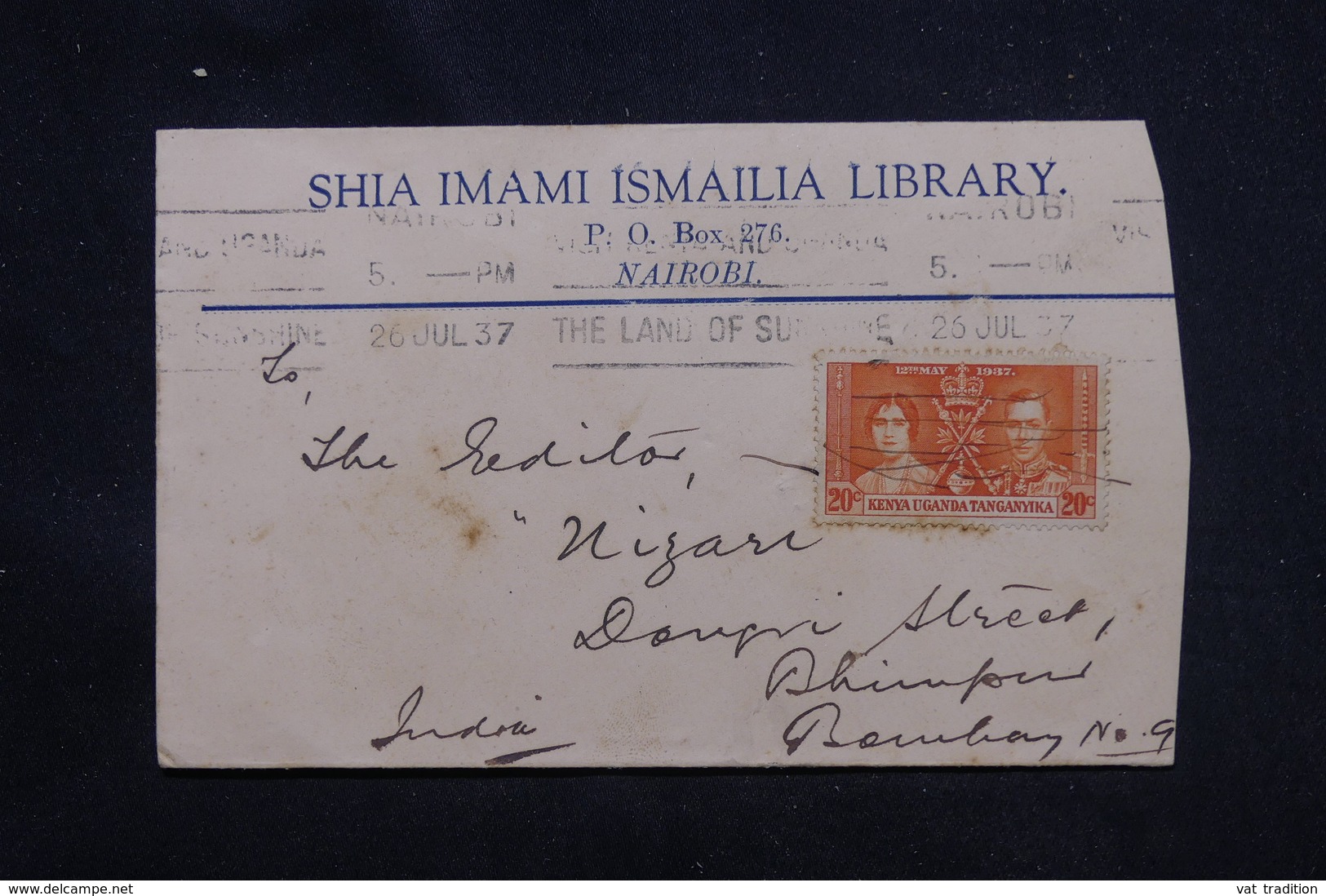 KENYA / OUGANDA / TANGANYIKA - Enveloppe Commerciale De Nairobi En 1937 Pour Bombay, Affranchissement Plaisant - L 59943 - Kenya, Uganda & Tanganyika